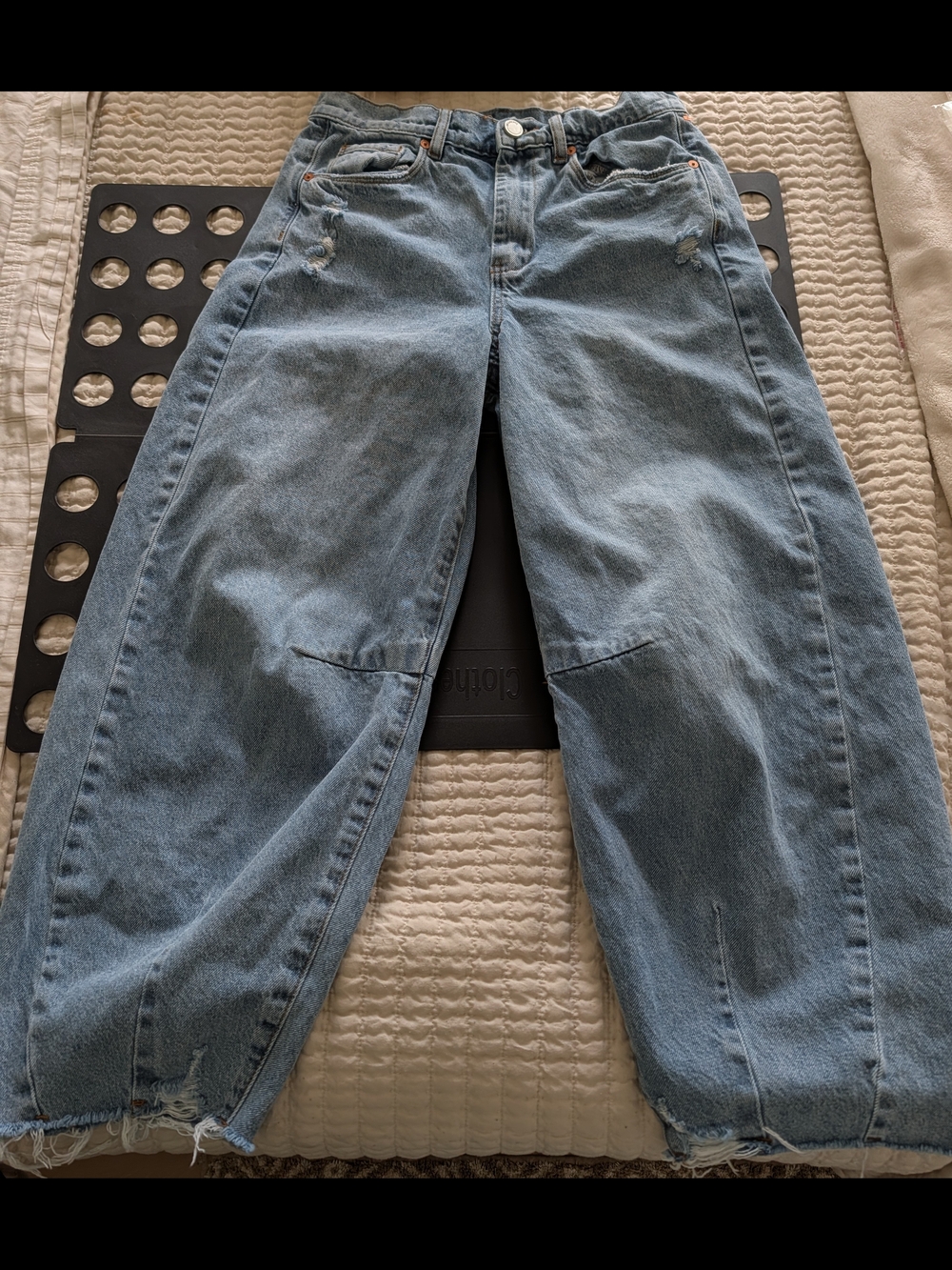 Blank NYC Light Blue Barrow Jeans with Distressed Hem